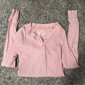 Aerie Blush Ribbed Button-Front Cardigan